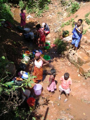 Public water supply always draws a crowd